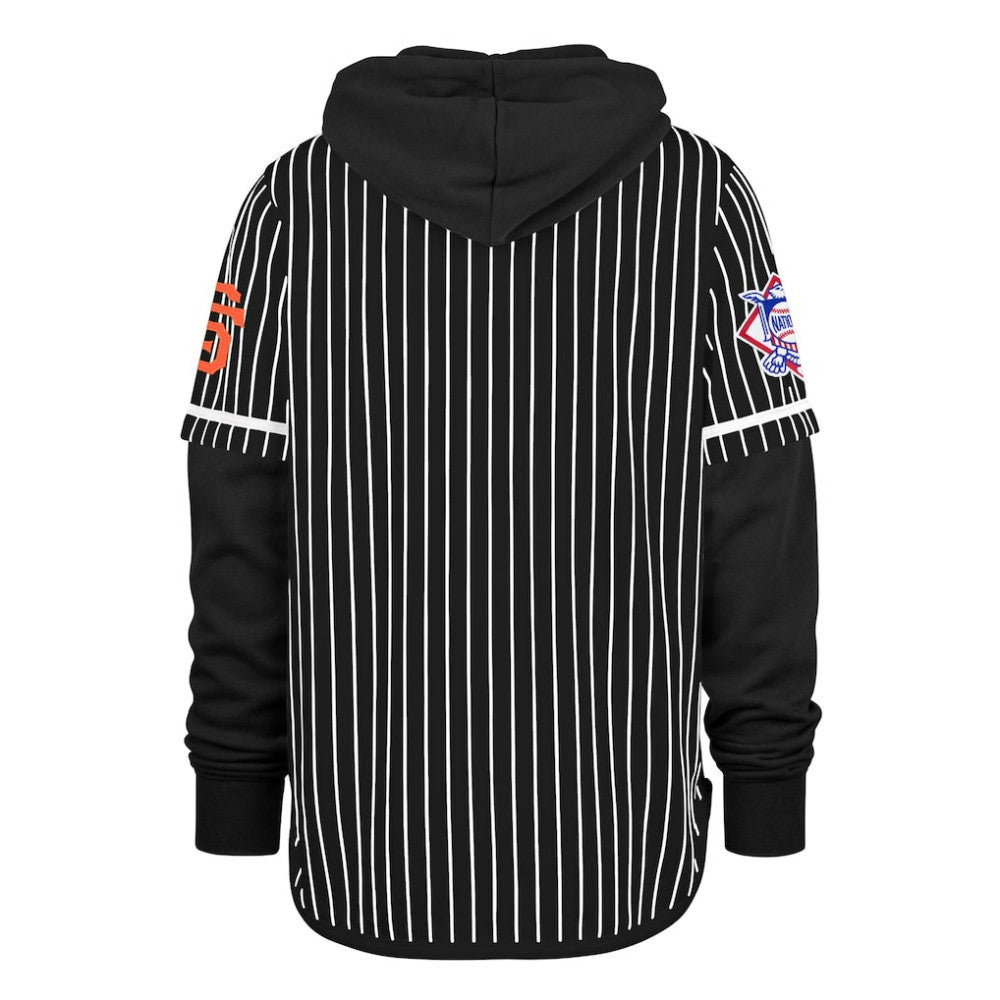 San Francisco Giants '47 Pinstripe Double Header Pullover Hoodie - Black Hoodies