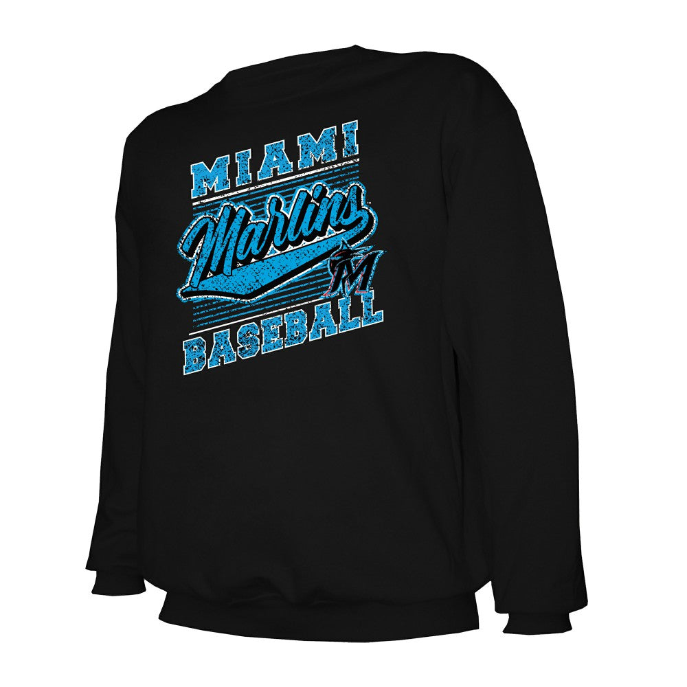 Miami Marlins Stitches Lightweight Crew Sweatshirt - Black Sweatshirts