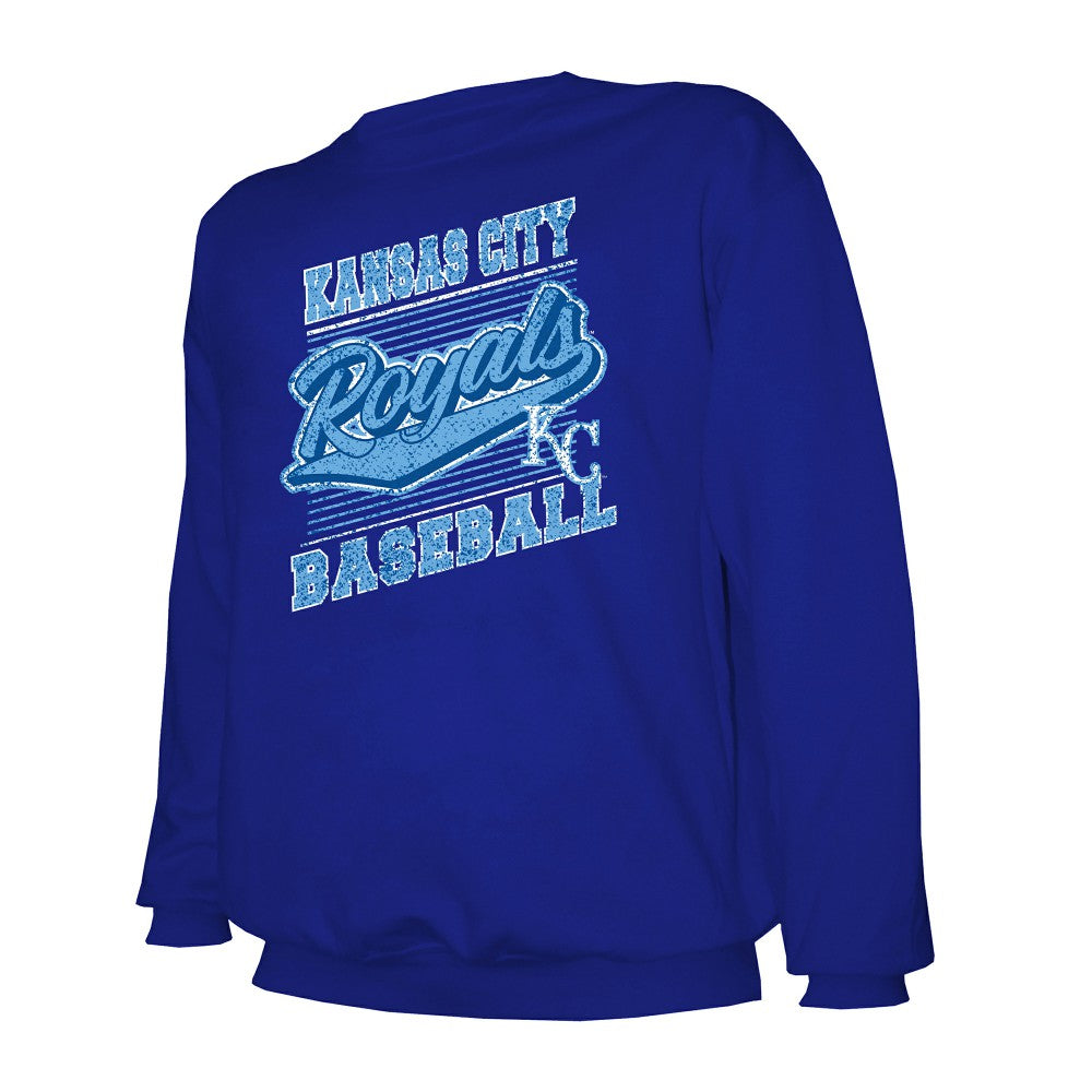 Kansas City Royals Stitches Lightweight Crew Sweatshirt - Royal Sweatshirts