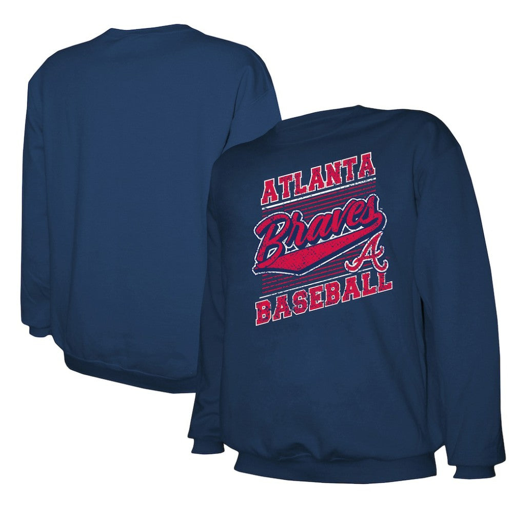 Atlanta Braves Stitches Lightweight Crew Sweatshirt - Navy Sweatshirts