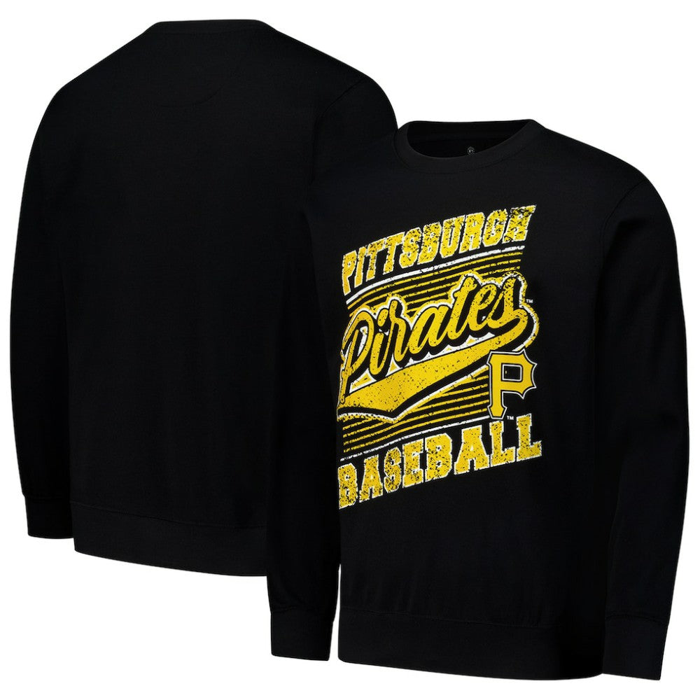 Pittsburgh Pirates Stitches Lightweight Crew Sweatshirt - Black Sweatshirts