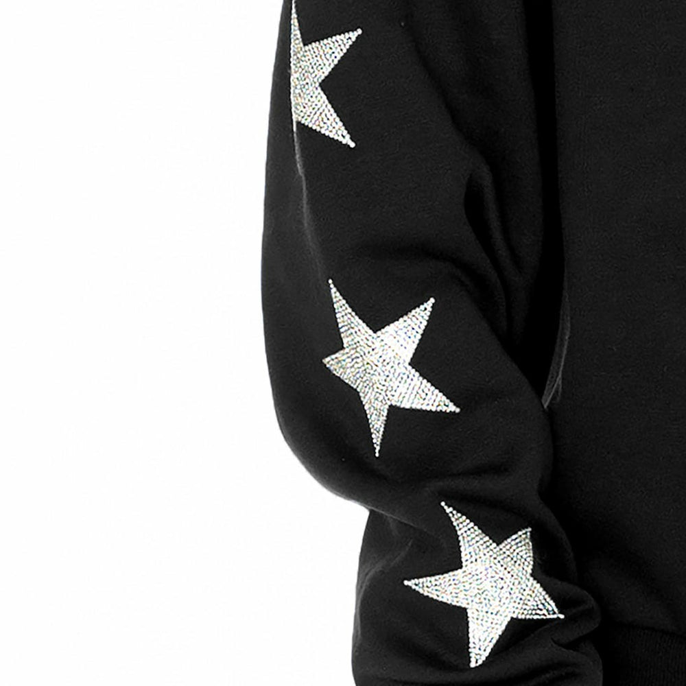 Atlanta Falcons Gameday Couture Women's Rhinestone Star Sleeve Settle the Score Oversized Tri-Blend Pullover Black