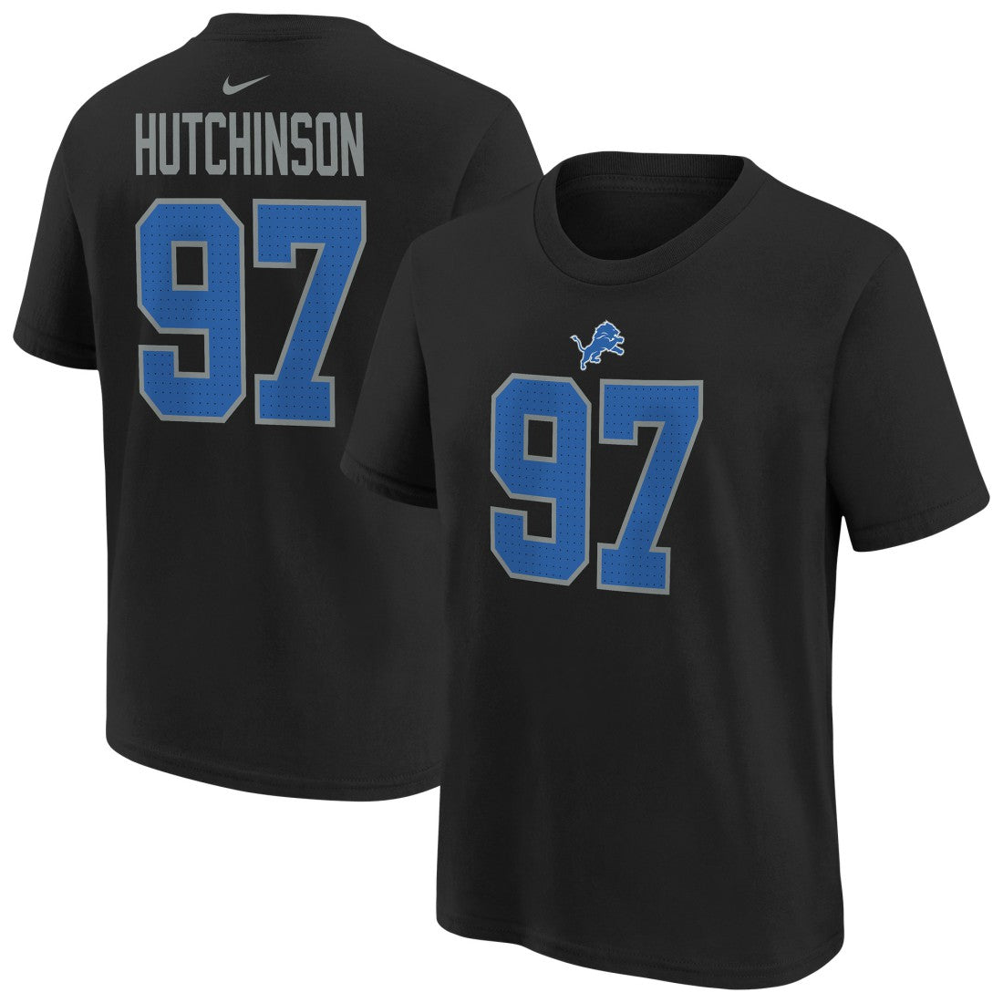 Aidan Hutchinson Detroit Lions Player Name & Number T-Shirt Black
