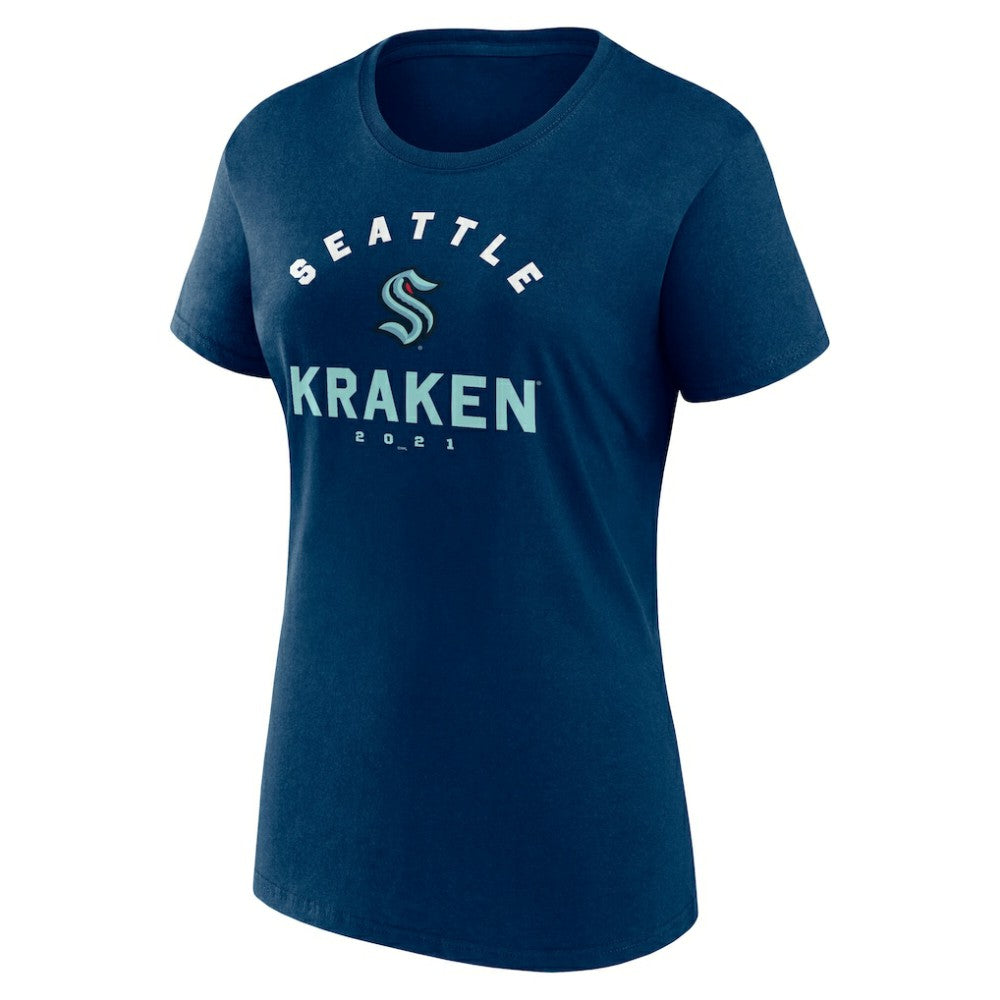 NHL Seattle Kraken Logo Athletic Women's Unrivaled T-Shirt - Navy