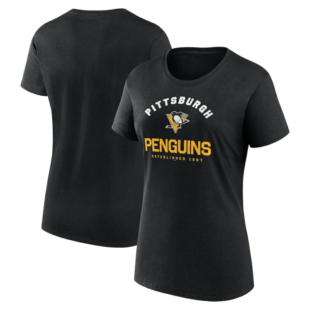 NHL Pittsburgh Penguins Logo Athletic Women's Unrivaled T-Shirt - Black