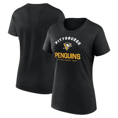 NHL Pittsburgh Penguins Logo Athletic Women's Unrivaled T-Shirt - Black
