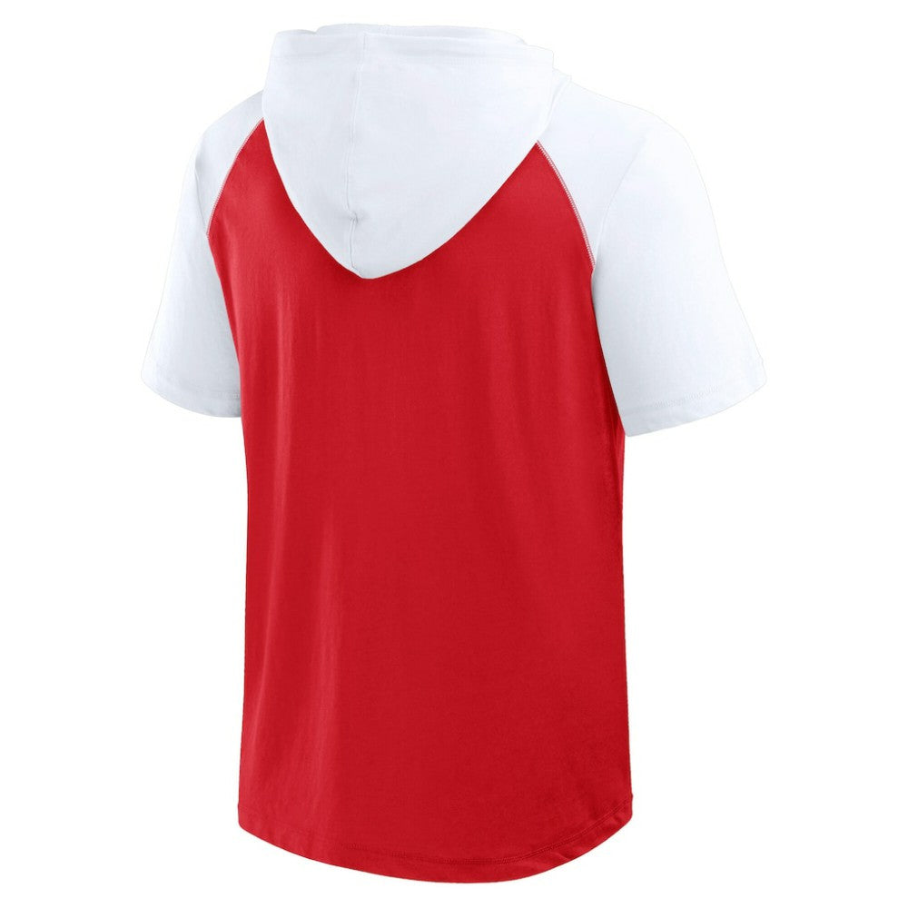 NHL Detroit Red Wings Logo Athletic Prime Raglan Short Sleeve Pullover Hoodie - Red