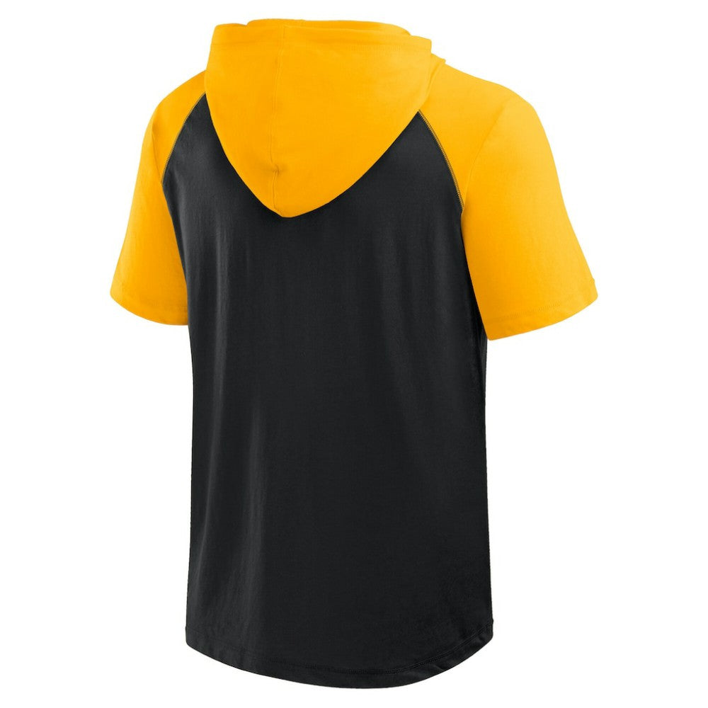 NHL Pittsburgh Penguins Logo Athletic Prime Raglan Short Sleeve Pullover Hoodie - Black