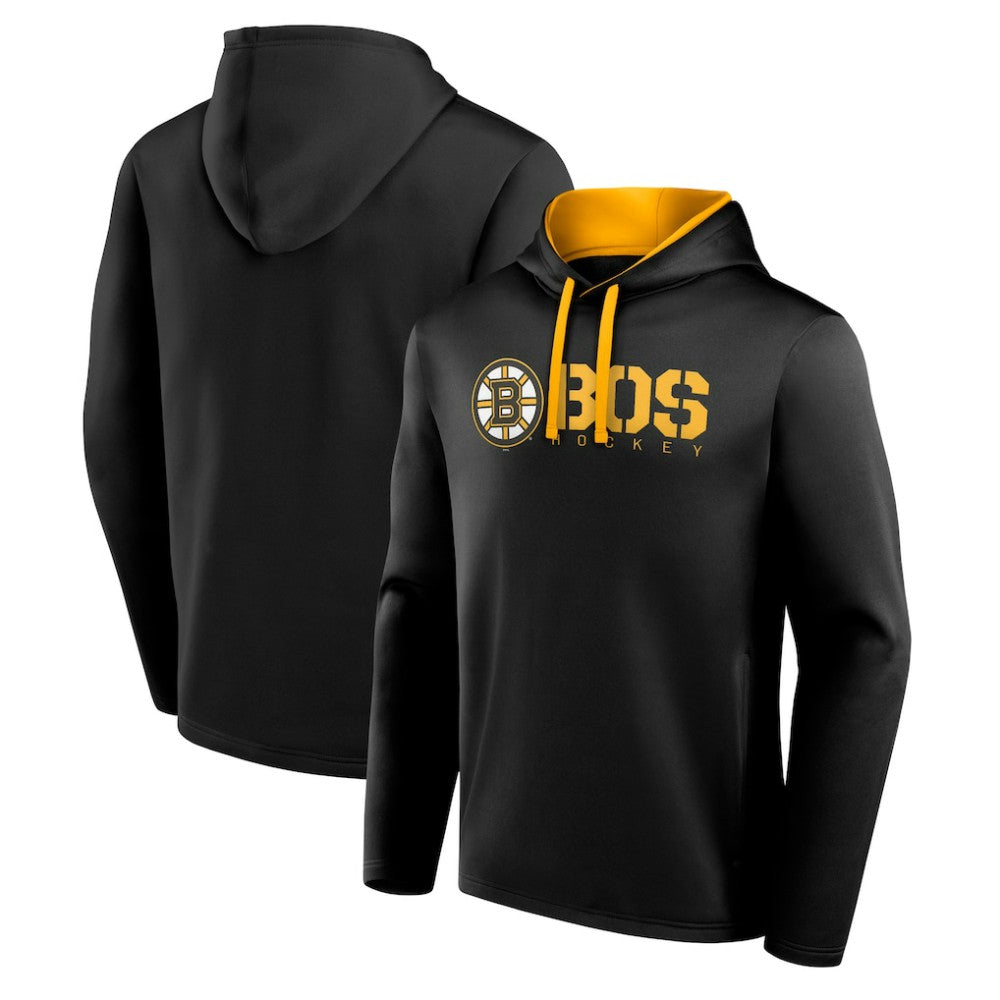 NHL Boston Bruins Logo Athletic Head Start Pullover Hoodie - Black