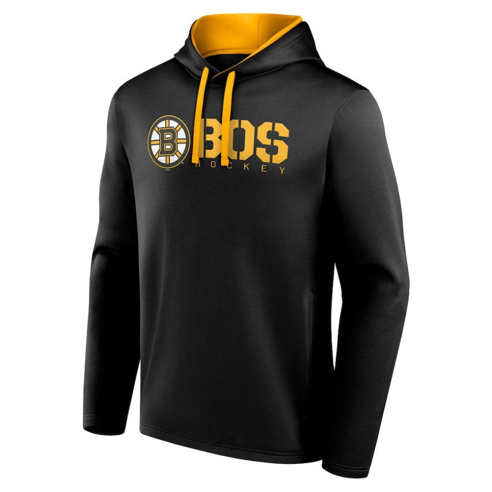 NHL Boston Bruins Logo Athletic Head Start Pullover Hoodie - Black