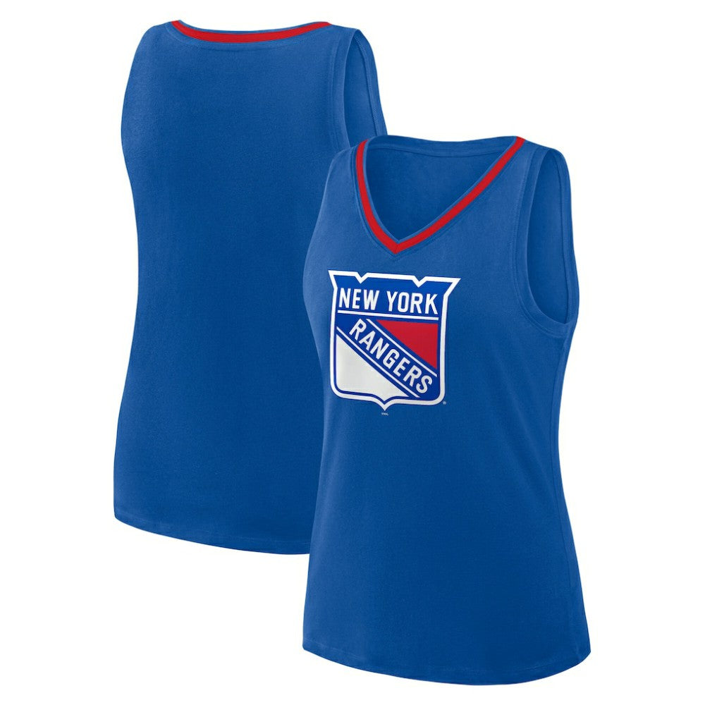 NHL New York Rangers Logo Athletic Women's Stellar Win V-Neck Tank Top - Blue
