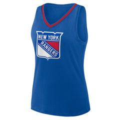 NHL New York Rangers Logo Athletic Women's Stellar Win V-Neck Tank Top - Blue
