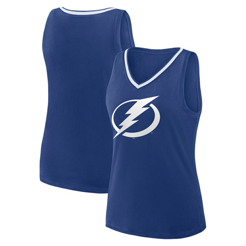 NHL Tampa Bay Lightning Logo Athletic Women's Stellar Win V-Neck Tank Top - Blue
