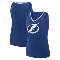 NHL Tampa Bay Lightning Logo Athletic Women's Stellar Win V-Neck Tank Top - Blue