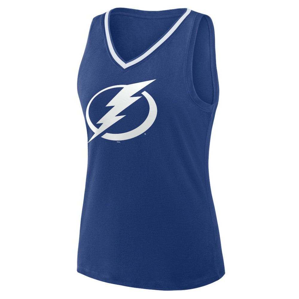 NHL Tampa Bay Lightning Logo Athletic Women's Stellar Win V-Neck Tank Top - Blue