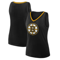 NHL Boston Bruins Logo Athletic Women's Stellar Win V-Neck Tank Top - Black