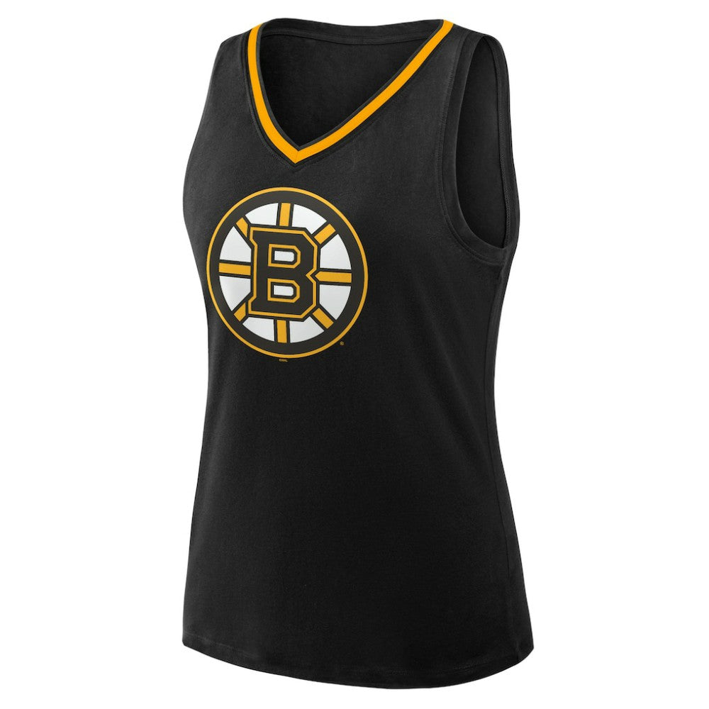NHL Boston Bruins Logo Athletic Women's Stellar Win V-Neck Tank Top - Black