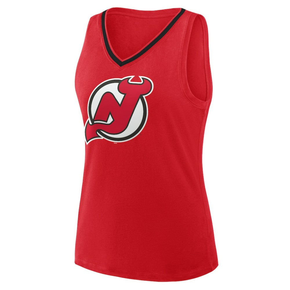 NHL New Jersey Devils Logo Athletic Women's Stellar Win V-Neck Tank Top - Red