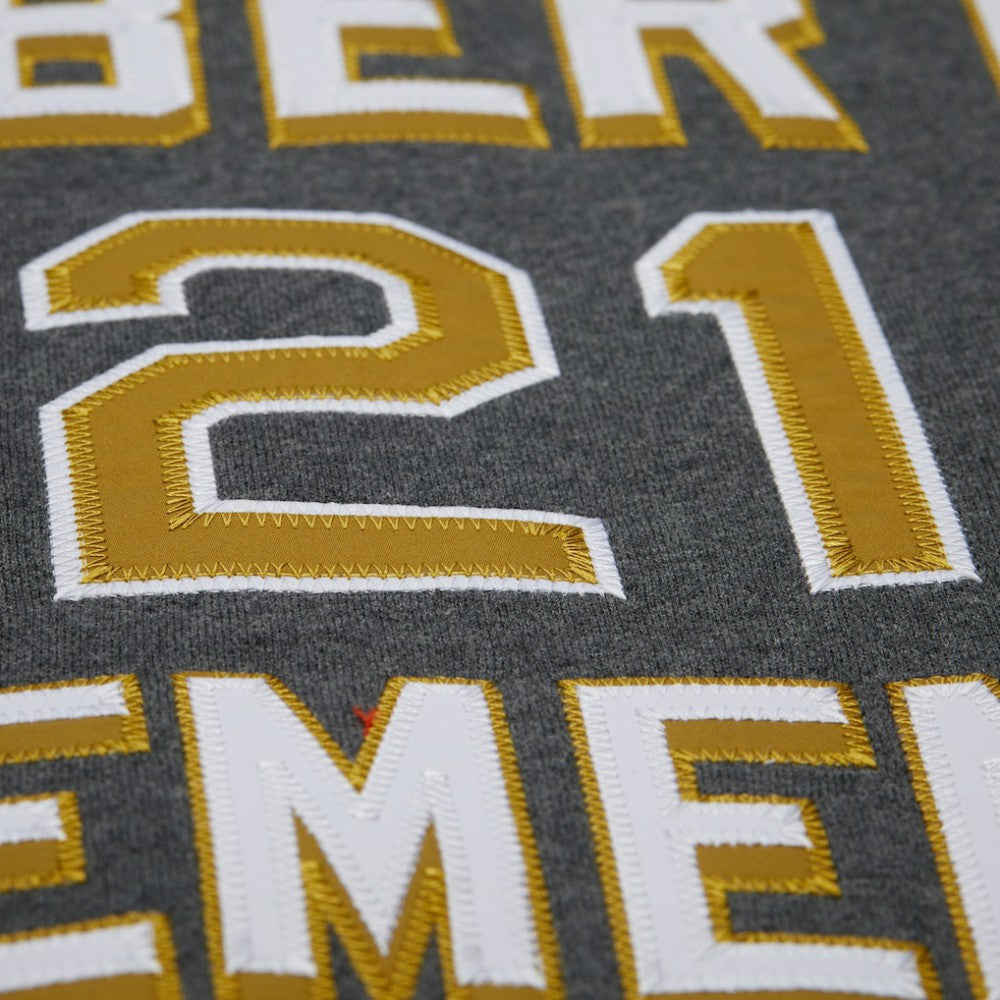 Roberto Clemente Pittsburgh Pirates Mitchell & Ness Legends Collection Vintage Logo Name & Number Fleece Pullover Sweatshirt - Heather Charcoal Pullover