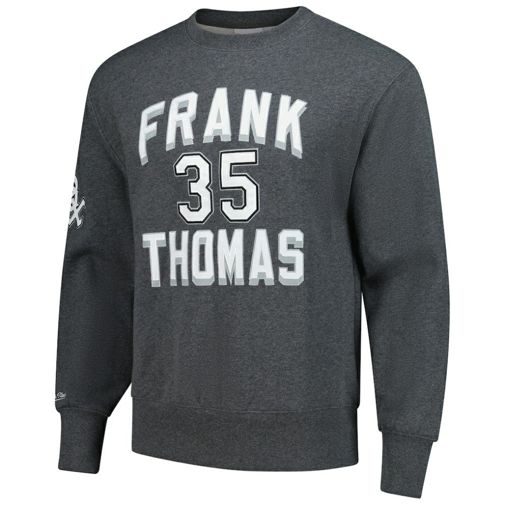 Frank Thomas Chicago White Sox Mitchell & Ness Legends Collection Vintage Logo Name & Number Fleece Pullover Sweatshirt - Heather Charcoal Pullover