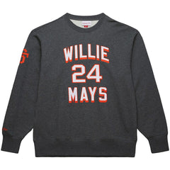 Willie Mays San Francisco Giants Mitchell & Ness Legends Collection Vintage Logo Name & Number Fleece Pullover Sweatshirt - Heather Charcoal Pullover