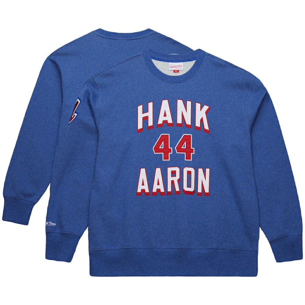 Hank Aaron Atlanta Braves Mitchell & Ness Legends Collection Vintage Logo Fleece Name & Number Pullover Sweatshirt - Royal Pullover