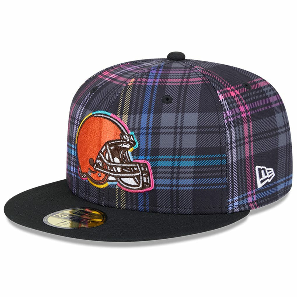 Cleveland Browns New Era 2024 NFL Crucial Catch Plaid 59FIFTY Fitted Hat Black