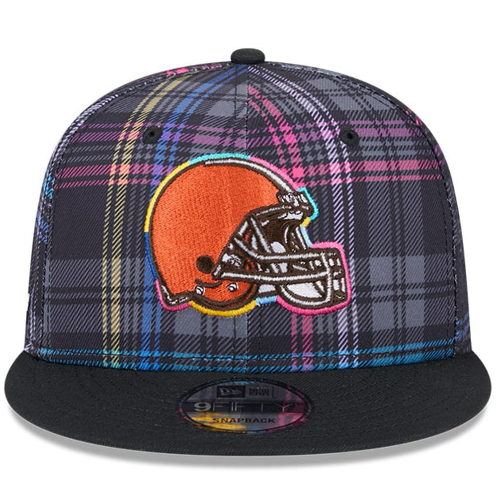 Cleveland Browns New Era 2024 NFL Crucial Catch Plaid 9FIFTY Snapback Hat Black