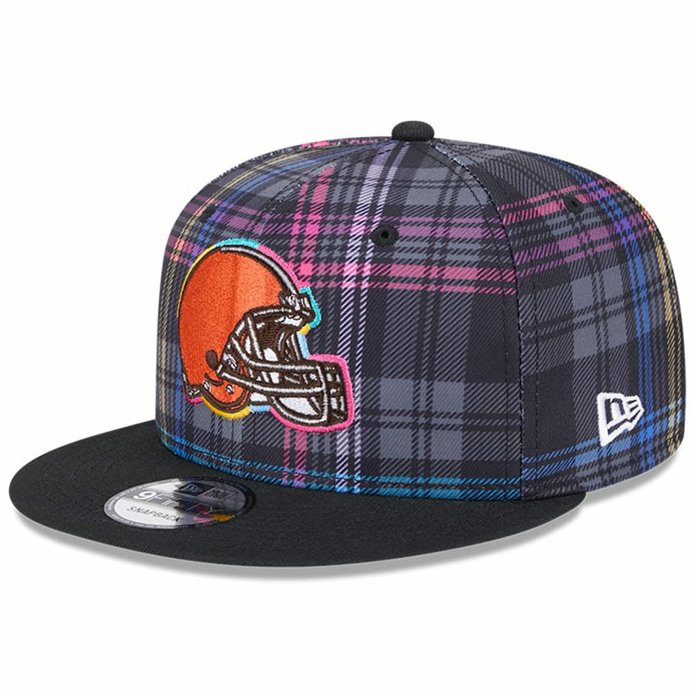 Cleveland Browns New Era 2024 NFL Crucial Catch Plaid 9FIFTY Snapback Hat Black