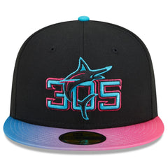Miami Marlins New Era 2025 City Connect 59FIFTY Fitted Hat - Black/Pink Hats