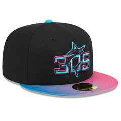 Miami Marlins New Era 2025 City Connect 59FIFTY Fitted Hat - Black/Pink Hats