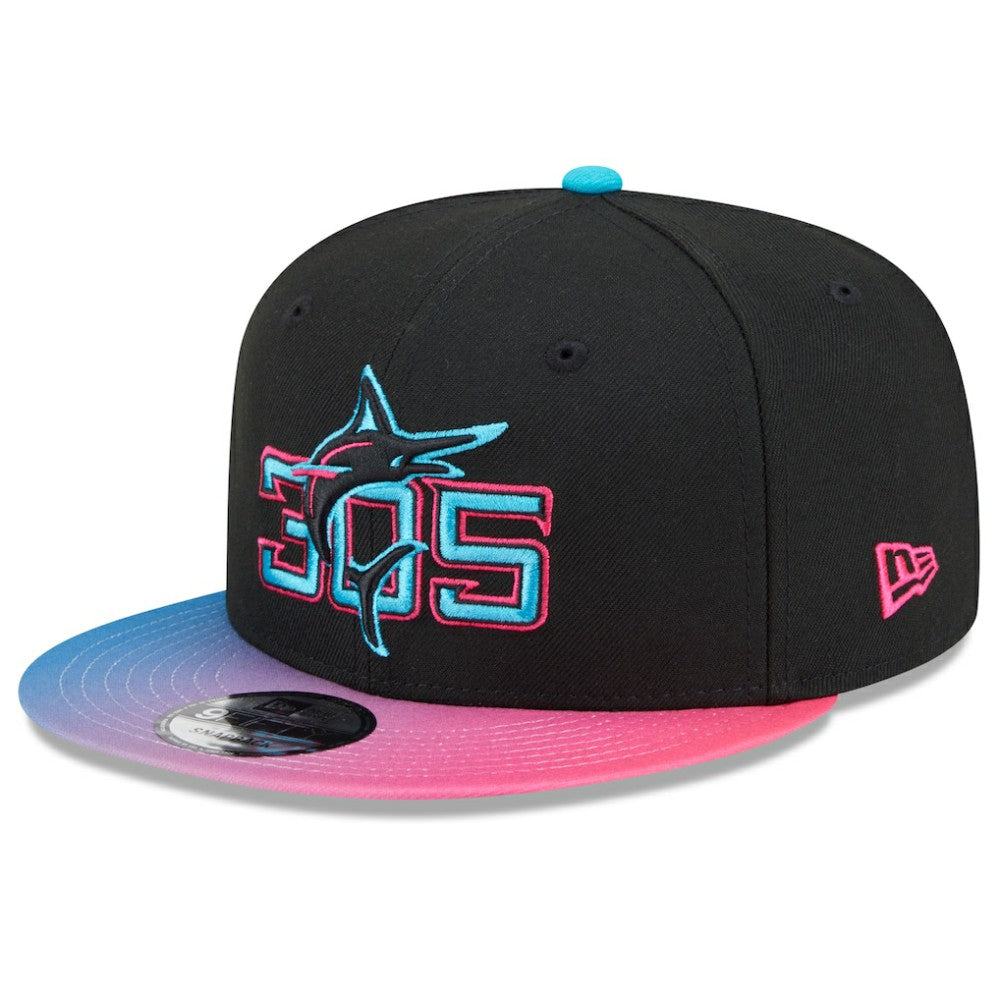 Miami Marlins New Era 2025 City Connect 9FIFTY Snapback Hat - Black/Pink Hats