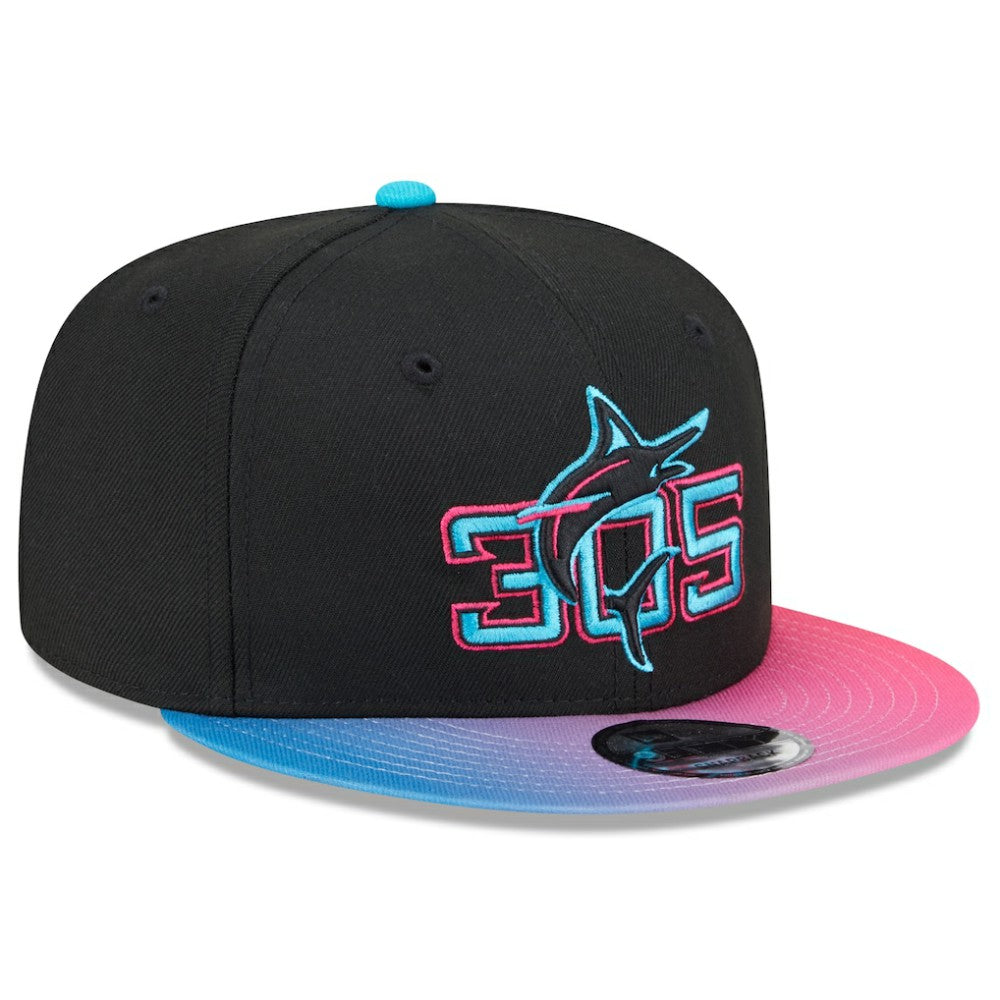 Miami Marlins New Era 2025 City Connect 9FIFTY Snapback Hat - Black/Pink Hats