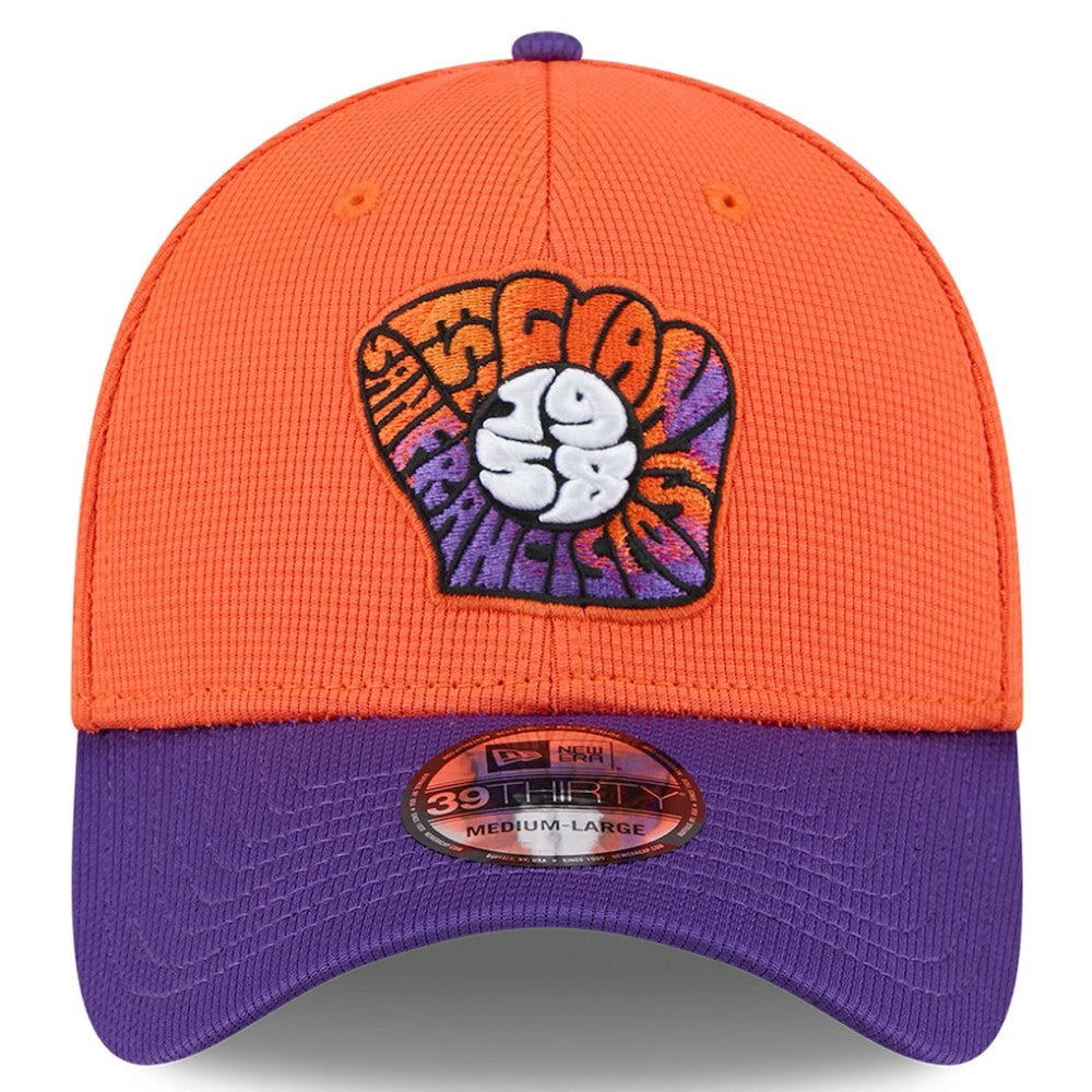 San Francisco Giants New Era 2025 City Connect Batting Practice 39THIRTY Flex Hat - Orange/Purple Hats