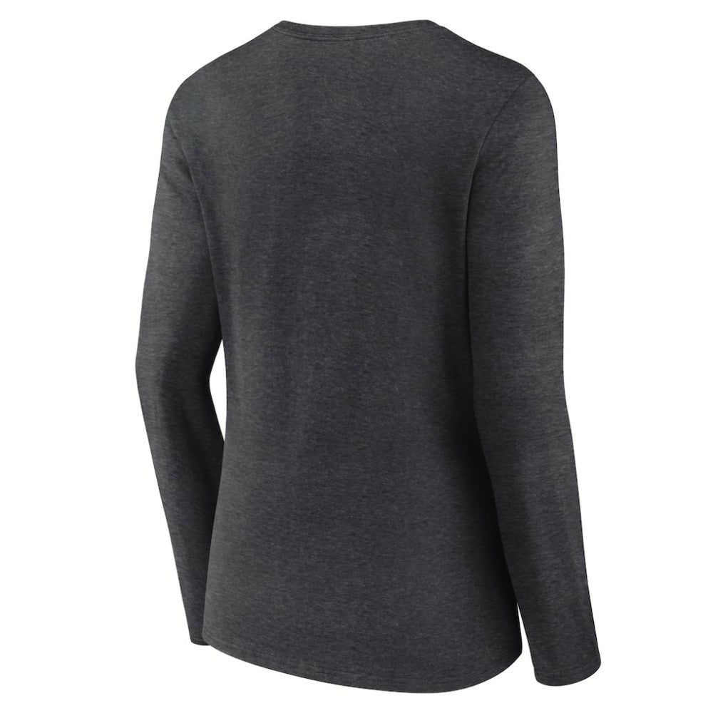 NHL Vegas Golden Knights Women's Primary Logo Long Sleeve V-Neck T-Shirt - Charcoal