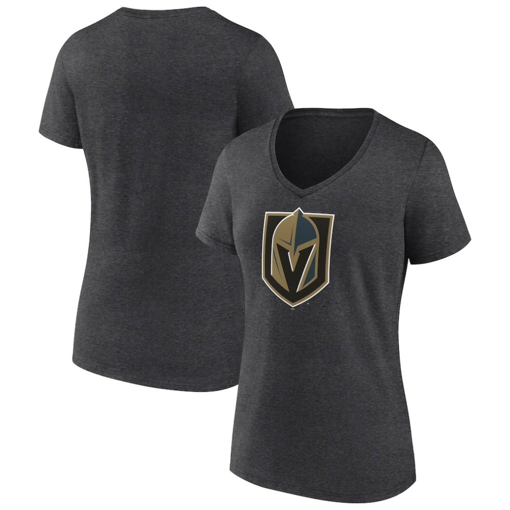 NHL Vegas Golden Knights Women's Primary Logo V-Neck T-Shirt - Charcoal