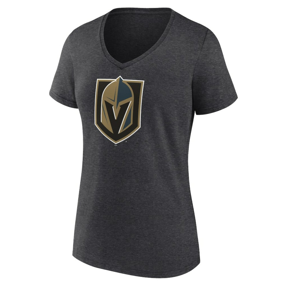 NHL Vegas Golden Knights Women's Primary Logo V-Neck T-Shirt - Charcoal