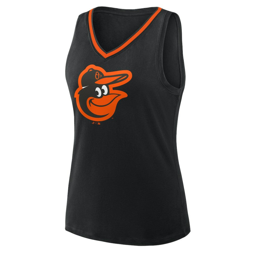 Baltimore Orioles Logo Athletic Women's Stellar Win V-Neck Tank Top - Black Tanks