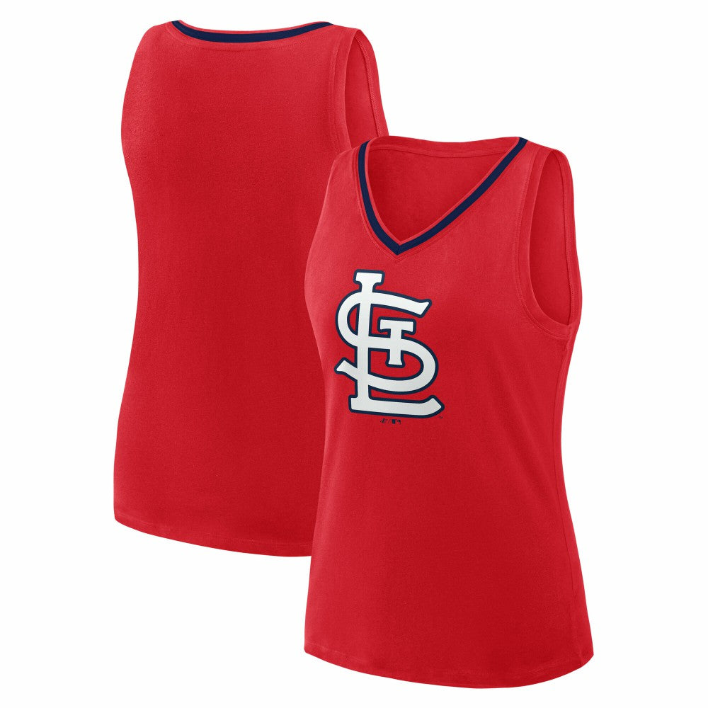 St. Louis Cardinals Logo Athletic Women's Stellar Win V-Neck Tank Top - Red Tanks
