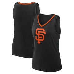 San Francisco Giants Logo Athletic Women's Stellar Win V-Neck Tank Top - Black Tanks