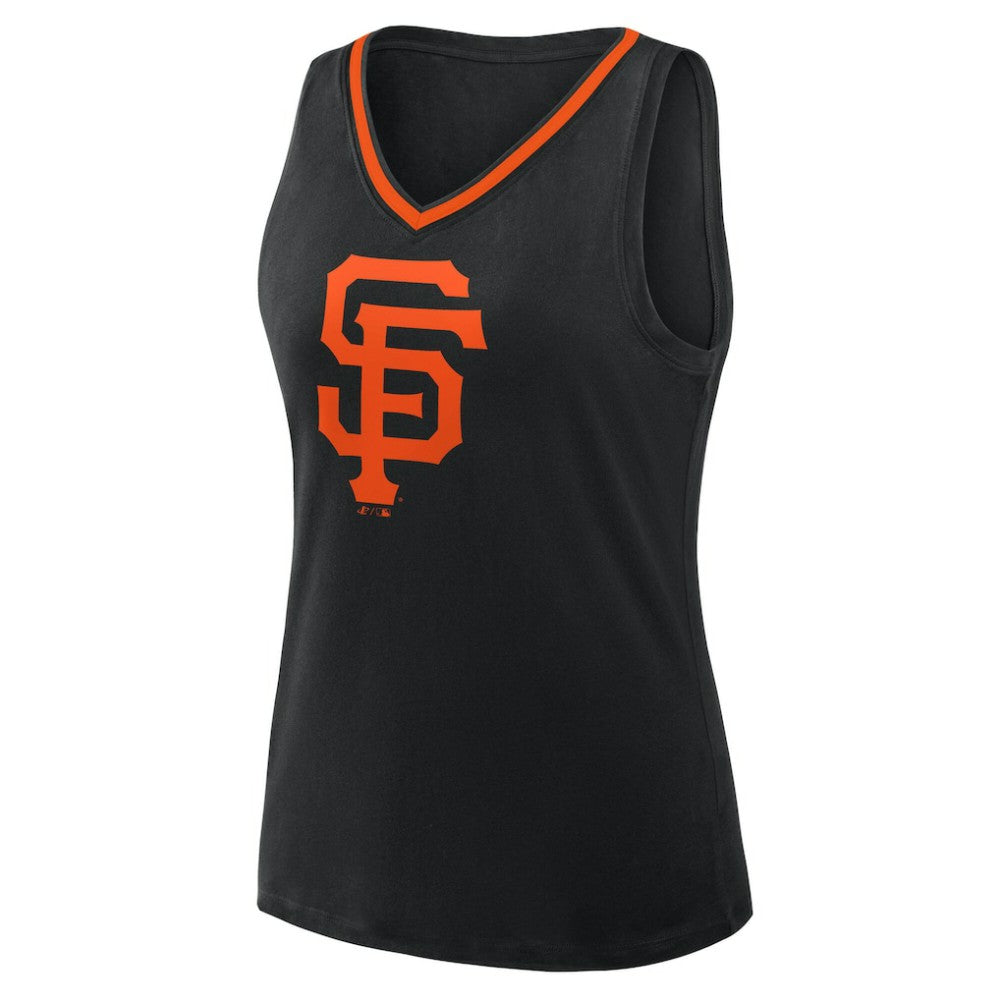 San Francisco Giants Logo Athletic Women's Stellar Win V-Neck Tank Top - Black Tanks