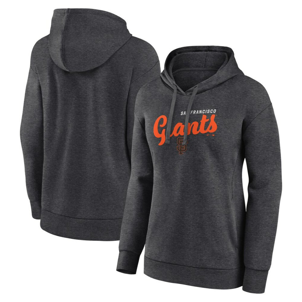 San Francisco Giants Logo Athletic Women's Logo Triumphant V-Neck Pullover Hoodie - Heather Charcoal Hoodies