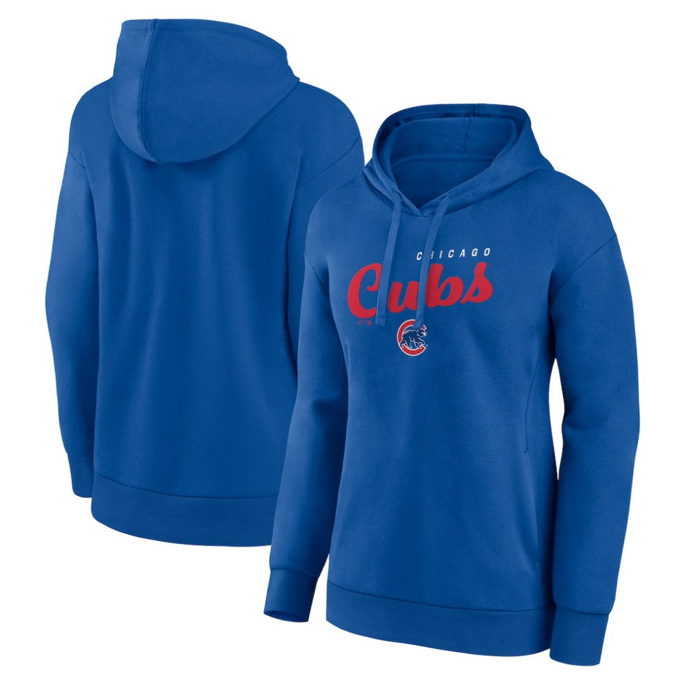 Chicago Cubs Logo Athletic Women's Logo Triumphant V-Neck Pullover Hoodie - Royal Hoodies