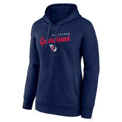 Cleveland Guardians Logo Athletic Women's Logo Triumphant V-Neck Pullover Hoodie - Navy Hoodies