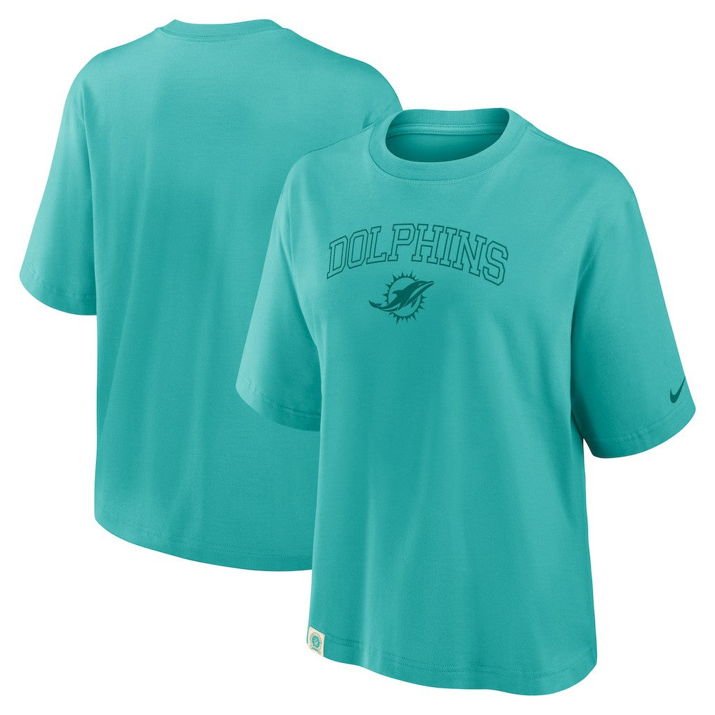 Miami Dolphins Women's Glory Arch Boxy T-Shirt Aqua