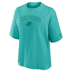 Miami Dolphins Women's Glory Arch Boxy T-Shirt Aqua