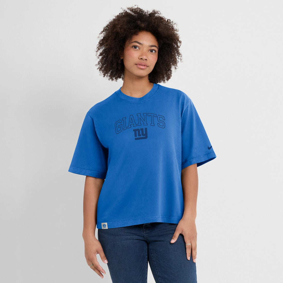 New York Giants Women's Glory Arch Boxy T-Shirt Royal