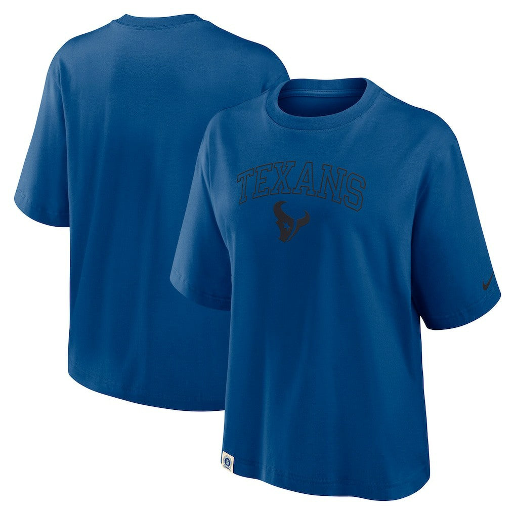 Houston Texans Women's Glory Arch Boxy T-Shirt Blue