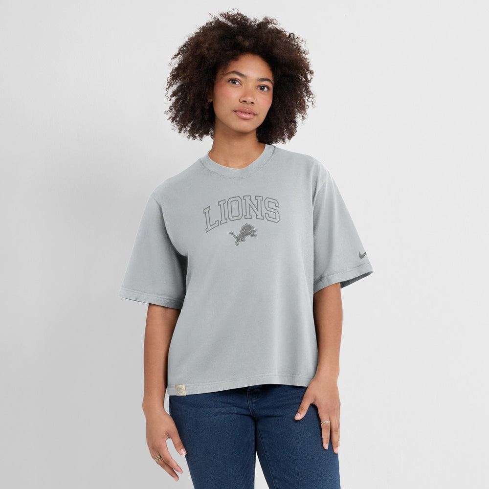 Detroit Lions Women's Glory Arch Boxy T-Shirt Gray