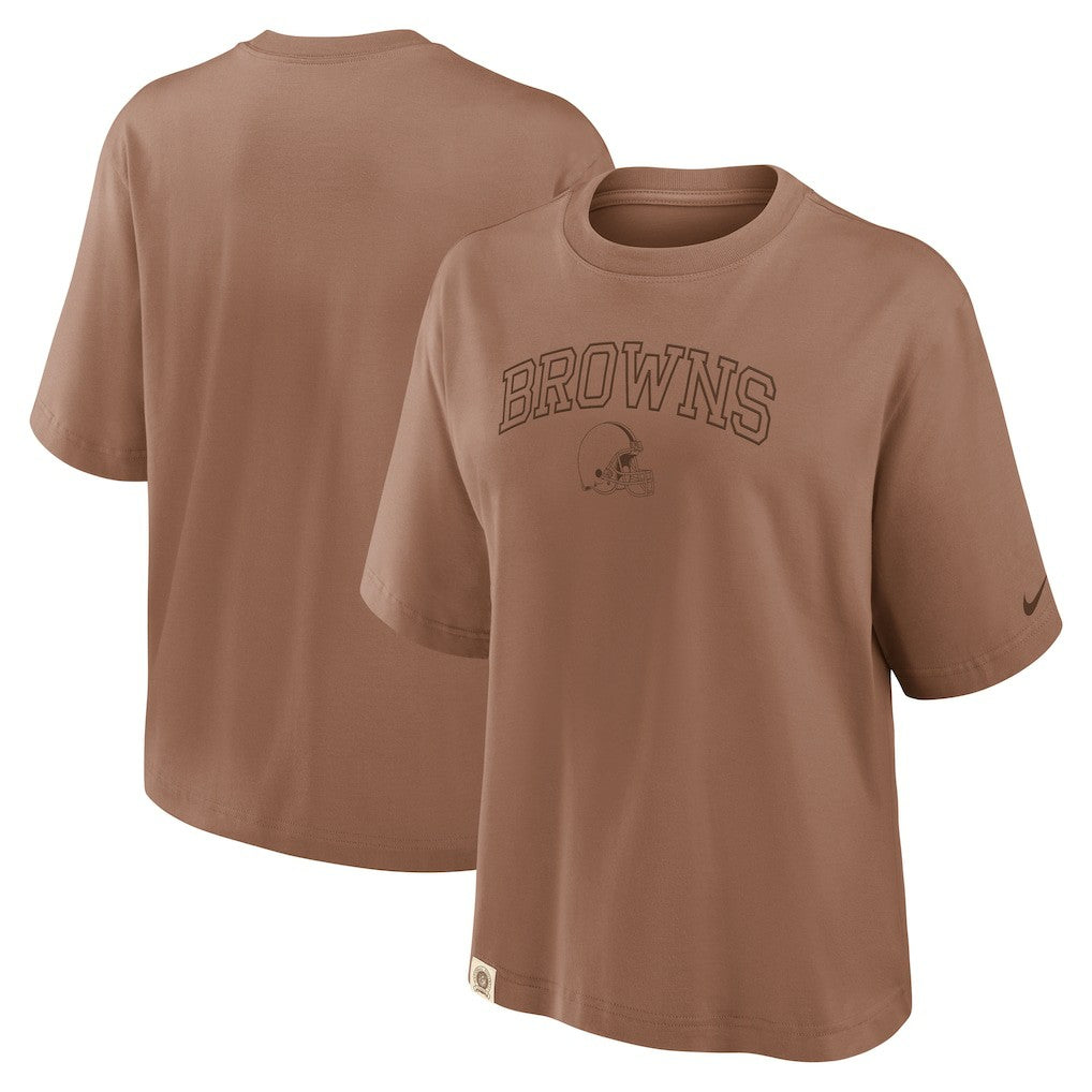 Cleveland Browns Women's Glory Arch Boxy T-Shirt Brown